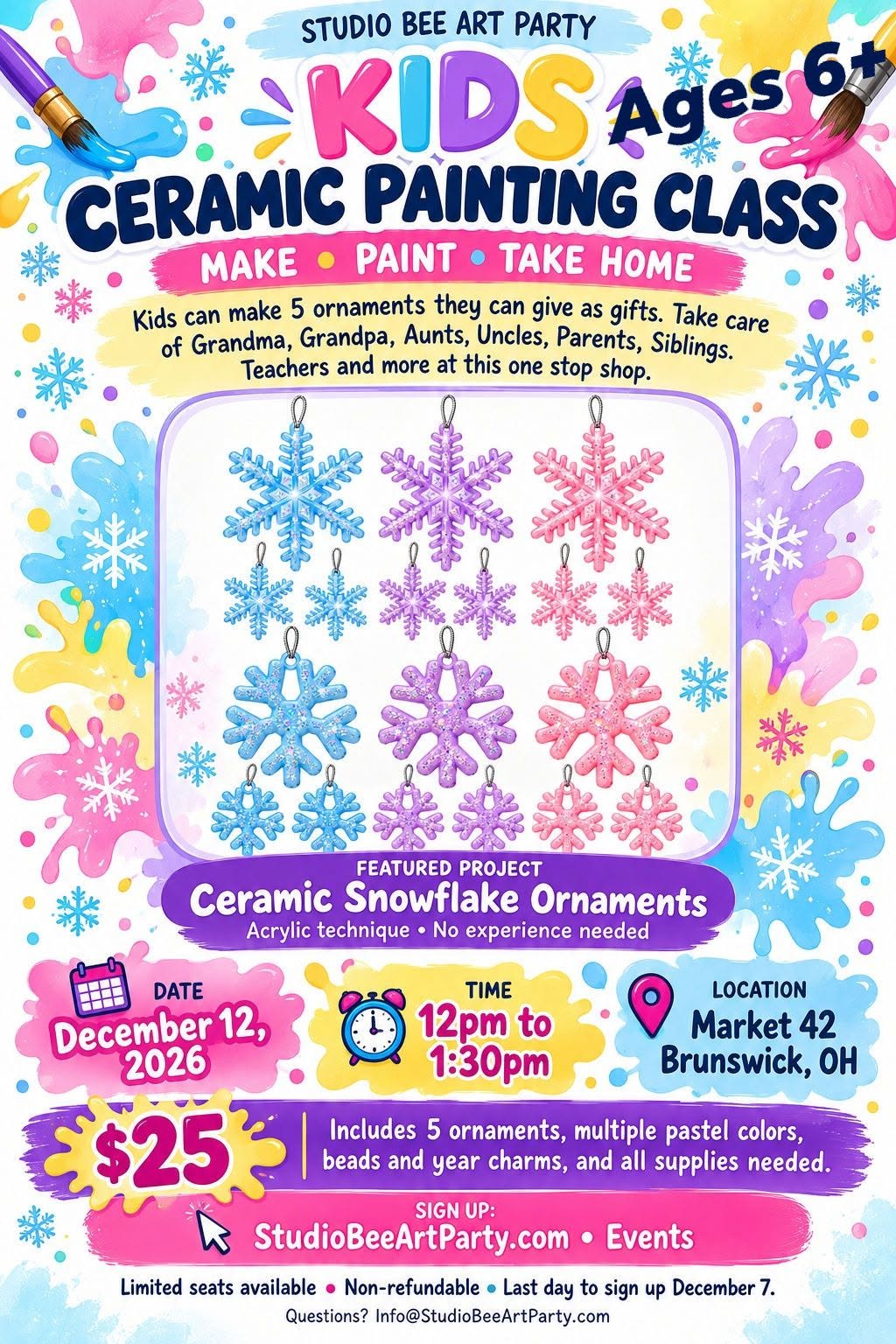 Ceramic Snowflak ornament Dec